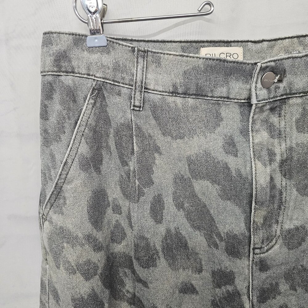 Anthropologie Pilcro Jeans Gray Leopard Super Wide Leg Crop Cuffed 31 - Picture 2 of 10